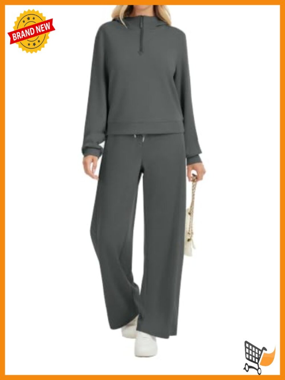 Women's 2 Piece Lounge Set Half Zip Hoodie Wide Leg Pants Tracksuit